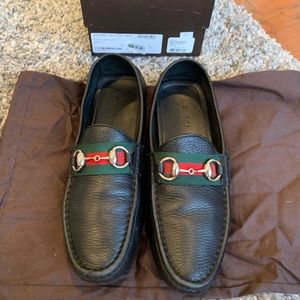 Gucci Black Damo Leatherbit Loafers